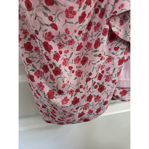 Lulus Reason For Romance Pink Floral Surplice Ruffled Midi Dress, Size Small - Picture 9 of 14